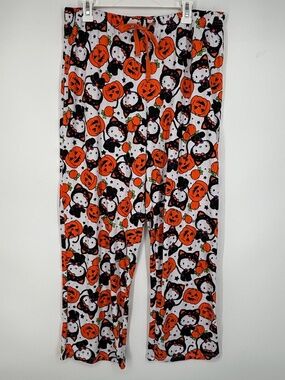 Hello Kitty Sanrio Womens Large Pajama Sleep Pants Halloween Pumpkin Orange